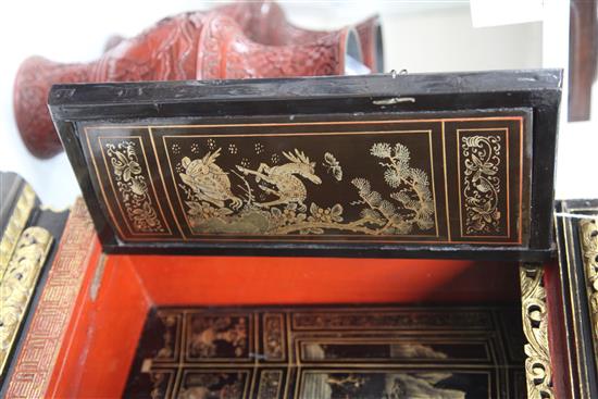 A Chinese gilt-decorated lacquer portable shrine, 19th century, height 44cm